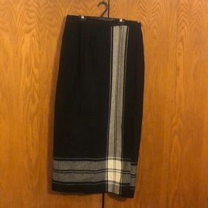 Liz Claiborne Wool Maxi Skirt Black & White Plaid